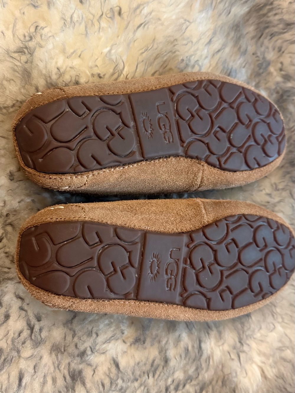 UGG Women's Chestnut Tan Suede Moccasin Slippers - Picture 5 of 5